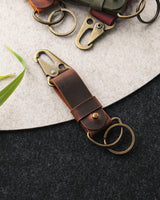Leather Keychain with Carabiner Clip