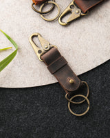 Leather Keychain with Carabiner Clip