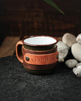 Enamel Shot Mugs 100ml Leather Wrapped