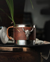 Steel Mugs 200ml Leather Wrapped Figure